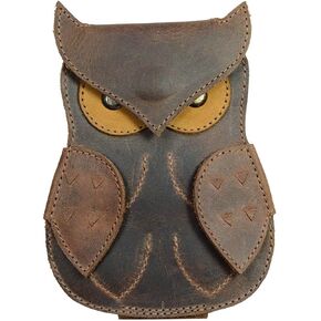 Hide & Drink, Leather Guitar Pick Case Owl Design, Plectrum Case, Guitarist Gifts, Musician Accessories, Handmade Includes 101 Year Warranty :: Bourbon Brown