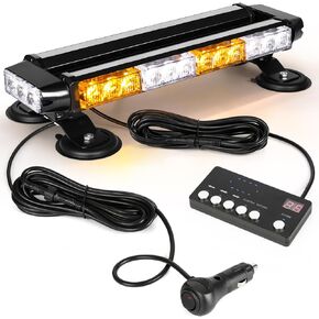 LINKITOM 30LED Roof Top Strobe Light Bar, Amber/White Aluminum Double Side Emergency Safety Warning LED Flashing Light bar with Magnetic Base & Controller for Construction Vehicles Tow Trucks Pickup