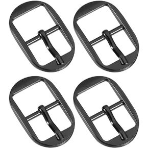 uxcell Metal Roller Buckle, 4Pcs 0.6 Inch Single Prong Belt Buckle Oval Center Bar Buckles for Leather Craft Accessories Belt, Black