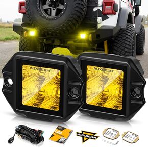 Auxbeam 3.5 inch Flush Mount LED Pod Lights, 40W Cube Offroad Driving Backup Light White Flood Beam Ditch Reverse Light with DT Wiring Harness Kit for Truck UTV ATV SUV 4x4 Car