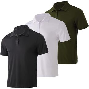 Gary Com 3 Pack قمصان بولو رجالية 3 أزرار كاجوال للعمل تي شيرت سريع الجفاف أداء قصير الأكمام قميص جولف