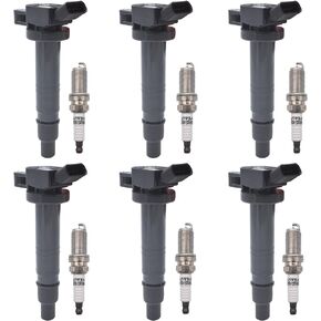 Ignition Coil Pack Iridium Spark Plug UF495 Set of 6 Compatible with Toyota 4Runner Tacoma Tundra FJ Cruiser 4.0L V6