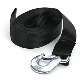 Seamander Boat Winch Strap with Hook and Safety Latch,Winch Accessories Hook Straps for Fishing Boats,Towing Vehicles and Jet Ski 2in*20ft Black