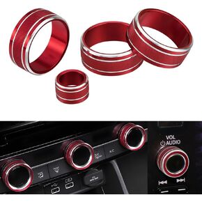 LECART for Honda Civic Accessories Bling 11th Gen 2022 2023 2024 Air Conditioner AC Switch Knob Covers Glitter VOL Tune Knob Car Interior Decoration Trims Metal Decal Cover Stickers 4 Pcs