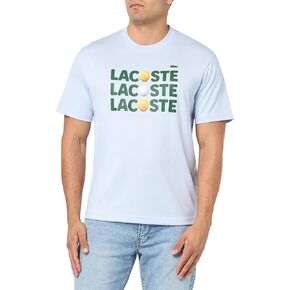 تي شيرت رجالي من Lacoste بأكمام قصيرة ومقاس كلاسيكي مع رسم على الجهة الأمامية