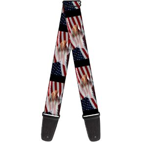 Buckle-Down Guitar Strap American Eagle Flags 2 Inches Wide
