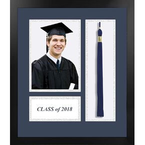 إطار صور أكاديمي للجنسين من Campus Images NCAA Generic للجنسين إطار صور أكاديمي 2018 باللونين الأزرق الداكن والفضي مع فتحة شرابة مقاس 5 × 7 بوصات فتحة صورة باللون الأسود مقاس واحد