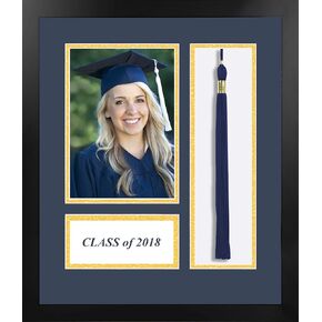 Campus Images NCAA Generic Unisex Academic Photo Frame2018 Academic Photo Frame Navy & Gold Matting with Tassel Opening 5 x 7 Inches Photo Opening Black One Size
