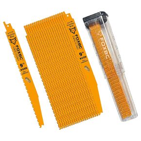 FOXBC 9 Inch 6/12 TPI Demolition Reciprocating Saw Blades for Nail-Embedded Wood, Bi-Metal, 25-Pack