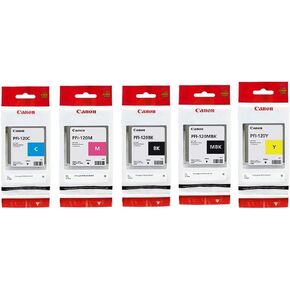 Canon PFI120 Pigment Ink Tank Bundle (Matte Black, Cyan, Magenta, Yellow, Black) in Retail Packaging