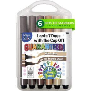The Pencil Grip Magic Tri Stix, on-Toxic and Washable Markers 12 Global Skin Tone Markers, TPG-396