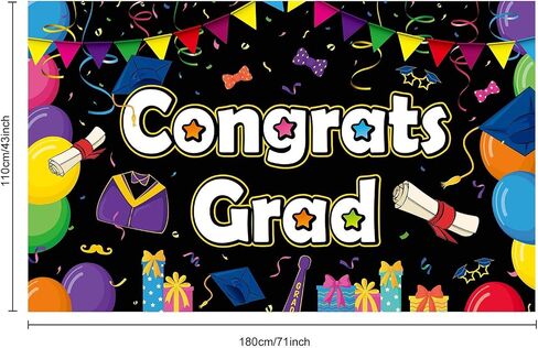Preschool Graduation Party Decorations Backdrop Colorful Congrat Grad Banner for Kindergarten Class of 2024 Party Signs Congratulations Grad Party Favor Supplies for Kids in Saudi Arabia