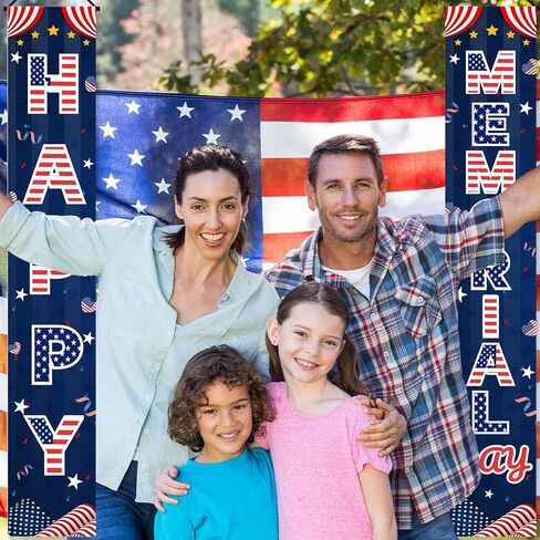 لافتة باب ديكورات يوم الذكرى قطعتين، لافتة الشرفة ليوم الذكرى السعيدة مقاس 71 × 12 بوصة، علامة باب أمامية ذات طابع وطني ليوم المحاربين القدامى في الرابع من يوليو، ديكورات وطنية للترحيب بالضيوف in Kuwait