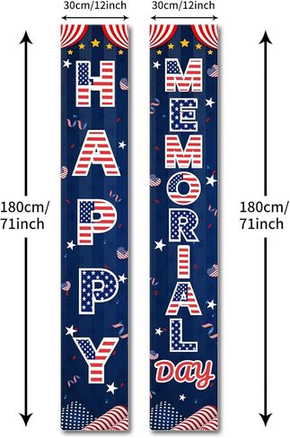 لافتة باب ديكورات يوم الذكرى قطعتين، لافتة الشرفة ليوم الذكرى السعيدة مقاس 71 × 12 بوصة، علامة باب أمامية ذات طابع وطني ليوم المحاربين القدامى في الرابع من يوليو، ديكورات وطنية للترحيب بالضيوف in Kuwait