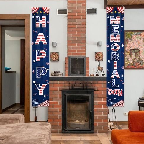 لافتة باب ديكورات يوم الذكرى قطعتين، لافتة الشرفة ليوم الذكرى السعيدة مقاس 71 × 12 بوصة، علامة باب أمامية ذات طابع وطني ليوم المحاربين القدامى في الرابع من يوليو، ديكورات وطنية للترحيب بالضيوف in Kuwait