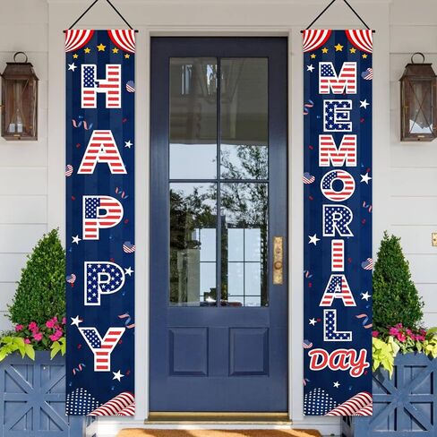 لافتة باب ديكورات يوم الذكرى قطعتين، لافتة الشرفة ليوم الذكرى السعيدة مقاس 71 × 12 بوصة، علامة باب أمامية ذات طابع وطني ليوم المحاربين القدامى في الرابع من يوليو، ديكورات وطنية للترحيب بالضيوف in Kuwait