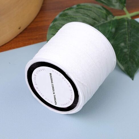 سلك مشمع لصنع المجوهرات، 116 ياردة 0.5 مم سلسلة سوار خرز خيط خيط مشمع من البوليستر المشمع (أبيض) in Kuwait