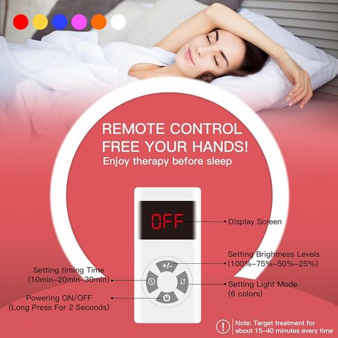 مصباح العلاج بالضوء LED من Serfory بـ 6 ألوان للعلاج بالضوء الأحمر، جهاز تجديد العناية بالبشرة بالفوتون، مصباح حراري للعلاج بالضوء الأزرق والأحمر، شدة قابلة للتعديل وإعدادات زمنية مجانية، جهاز العلاج بالضوء الأحمر in Kuwait