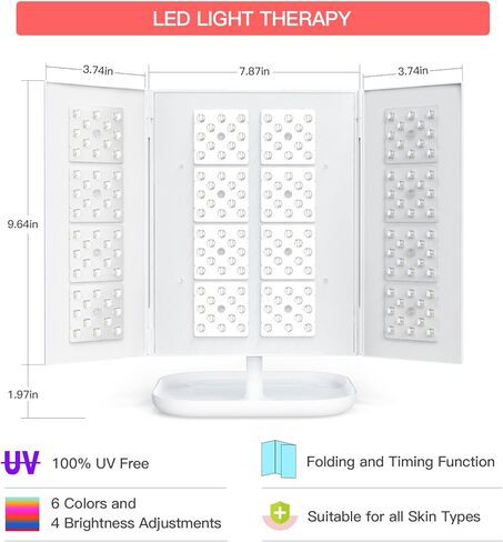 مصباح العلاج بالضوء LED من Serfory بـ 6 ألوان للعلاج بالضوء الأحمر، جهاز تجديد العناية بالبشرة بالفوتون، مصباح حراري للعلاج بالضوء الأزرق والأحمر، شدة قابلة للتعديل وإعدادات زمنية مجانية، جهاز العلاج بالضوء الأحمر in Kuwait