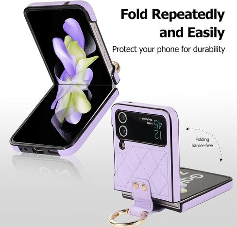 Galaxy Z Flip 3 5G Leather Case with Ring, Anti-Scratch Shockproof Back Cover - Black in Kuwait