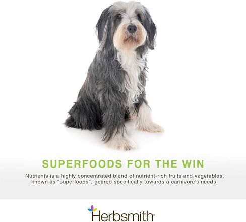 Herbsmith Nutrients Superfood Dog Multivitamin الذي يحتوي على فيتامينات ومعادن من الأطعمة الكاملة يعزز الطحن أو المواد الخام التي تصنعها بنفسك مع مضادات الأكسدة للجراء وكبار السن - 6.5 أونصة in Saudi Arabia