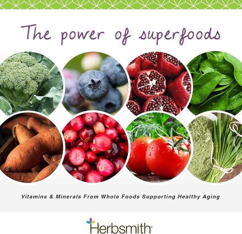 Herbsmith Nutrients Superfood Dog Multivitamin الذي يحتوي على فيتامينات ومعادن من الأطعمة الكاملة يعزز الطحن أو المواد الخام التي تصنعها بنفسك مع مضادات الأكسدة للجراء وكبار السن - 6.5 أونصة in Saudi Arabia