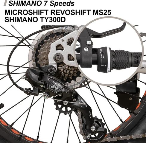 Hiland 20 Inch Kids' Bicycles Fat Tire Mountain Bike for Boys and Girls Age 5 + Years, Shimano 7-Speed, Dual-Disc Brake,Kids Beach and Snow Bicycle in Saudi Arabia