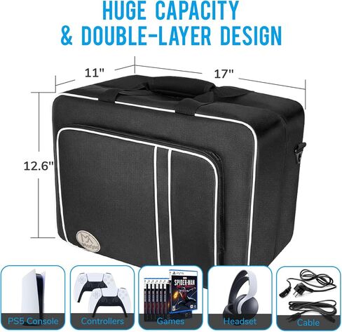 حقيبة حمل Morjor PS5 - حقيبة ظهر للسفر ذات سعة كبيرة لأقراص PlayStation 5/الرقمية ووحدة التحكم والألعاب وسماعات الرأس والملحقات. in Kuwait