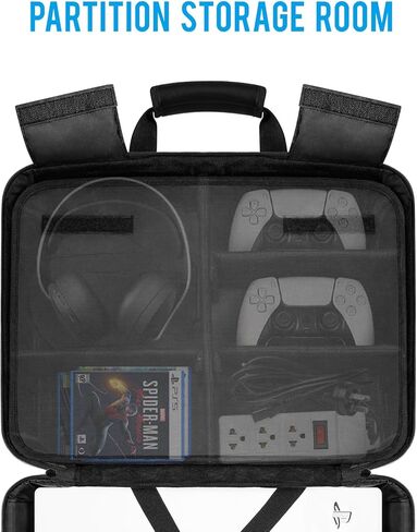 حقيبة حمل Morjor PS5 - حقيبة ظهر للسفر ذات سعة كبيرة لأقراص PlayStation 5/الرقمية ووحدة التحكم والألعاب وسماعات الرأس والملحقات. in Kuwait