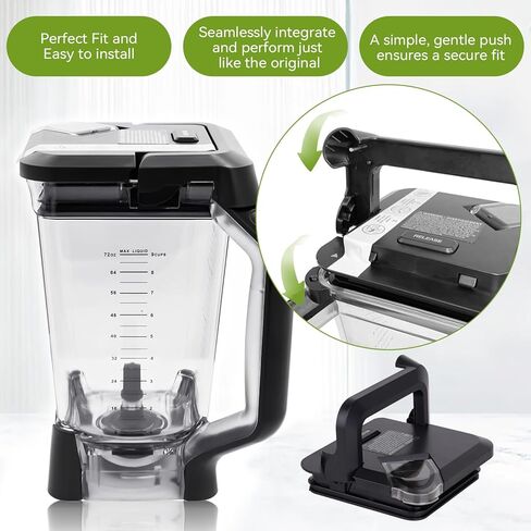 غطاء قفل بديل متوافق مع خلاط Ninja Pitcher سعة 72 أونصة BL610 NJ601AMZ BL642 BL710WM BN701 BN750 BN751 BN801 CO610B CO650B BL660 (جديد) BL770 (جديد) إلخ يناسب الطراز الجديد فقط مع حافة ممتدة in Kuwait