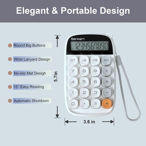 Calculators, Benkaim Desktop Calculator, Basic Standard Calculator, 10 Digit Large LCD Display Big Button Calculator, Cute Office Supplies for School, Office and Business Use (Beige) in Saudi Arabia
