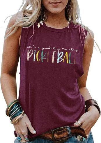 It's a Good Day to Play Pickleball Tank Top Women Funny Letter Print Pickleball Shirt Pickleball Lover Gift Tops in Kuwait