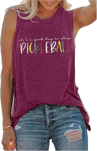 It's a Good Day to Play Pickleball Tank Top Women Funny Letter Print Pickleball Shirt Pickleball Lover Gift Tops in Kuwait