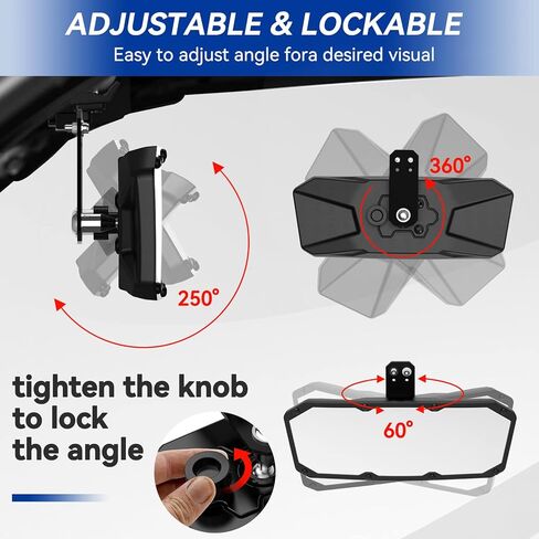 مرآة الرؤية الخلفية Ranger، مرآة رؤية خلفية محدبة قابلة للتعديل مركز TXZSXS UTV متوافقة مع 2015-2022 Polaris Ranger 500 570 900 1000 XP Crew - استبدال # 2879969 in Kuwait