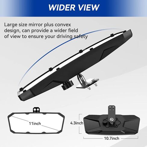 مرآة الرؤية الخلفية Ranger، مرآة رؤية خلفية محدبة قابلة للتعديل مركز TXZSXS UTV متوافقة مع 2015-2022 Polaris Ranger 500 570 900 1000 XP Crew - استبدال # 2879969 in Kuwait