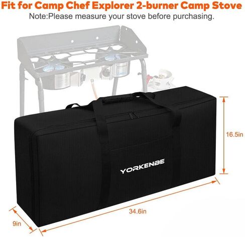 حقيبة حمل لمواقد Camp Chef 2-Borner، حقيبة حمل موقد التخييم شديدة التحمل 1680D مع مقابض مبطنة، مقاومة للماء وتدوم طويلاً، للتخييم، والتخييم، والشواء، مقاس 35 بوصة × 17 بوصة in Kuwait