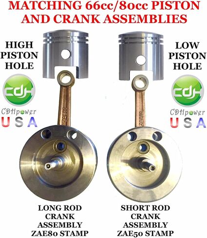 CDHPOWER 2 Stroke Piston Set of 66cc/80cc - for Short Connecting Rod Crank Assemblies ONLY- 80cc/66cc in Saudi Arabia
