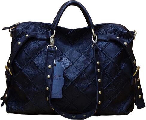 Women's Multicolor Tote Handbag Abstract Design Handbag Genuine Leather Hobo Shoulder Purse in Saudi Arabia