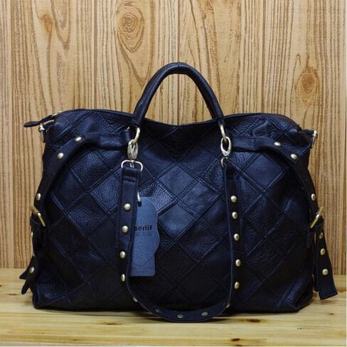 Women's Multicolor Tote Handbag Abstract Design Handbag Genuine Leather Hobo Shoulder Purse in Saudi Arabia