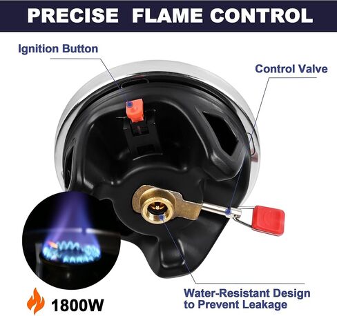 1.4L الظهر التخييم موقد نظام الطبخ مع الإشعال بيزو، الموقد المحمولة في الهواء الطلق مع وعاء استقرار مخيم موقد التخييم موقد عدة البروبان، مثالية للمشي لمسافات طويلة الصيد الصيد في حالات الطوارئ in Kuwait