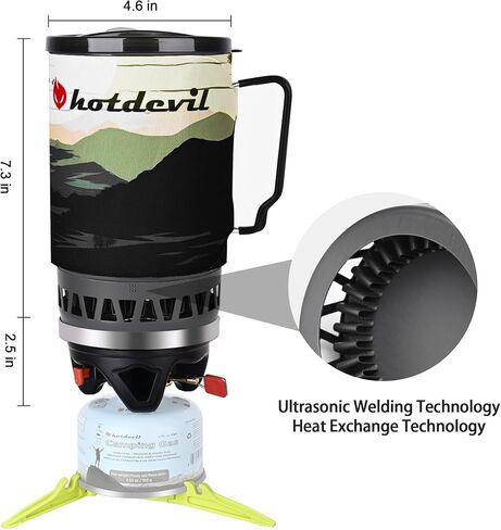 1.4L الظهر التخييم موقد نظام الطبخ مع الإشعال بيزو، الموقد المحمولة في الهواء الطلق مع وعاء استقرار مخيم موقد التخييم موقد عدة البروبان، مثالية للمشي لمسافات طويلة الصيد الصيد في حالات الطوارئ in Kuwait