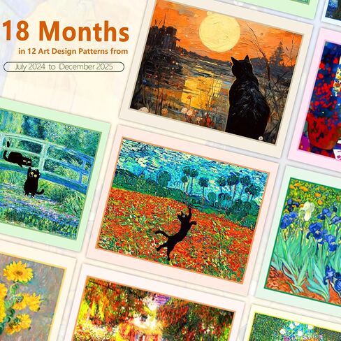 GuassLee Cat Wall Calendar 2024-2025, Vertical Wall Calendar 2024, 18-Months Hanging Art Calendar Jul. 2024 to Dec. 2025, 14 x 23" Monthly Planner Wall with Thick Paper for Office School Home Teacher in Saudi Arabia