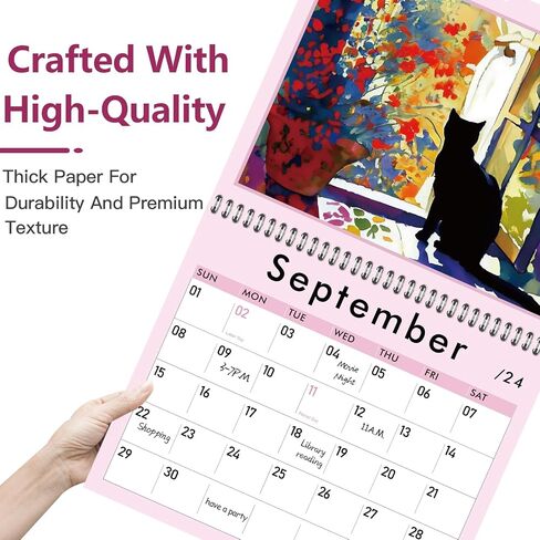 GuassLee Cat Wall Calendar 2024-2025, Vertical Wall Calendar 2024, 18-Months Hanging Art Calendar Jul. 2024 to Dec. 2025, 14 x 23" Monthly Planner Wall with Thick Paper for Office School Home Teacher in Saudi Arabia