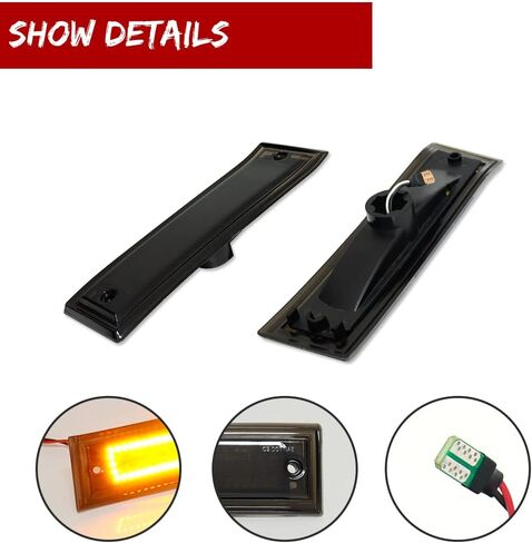 GTINTHEBOX For 1981 1982 1983 1984 1985 1986 1987 1988 1989 1990 1991 Chevy GMC C/K 1500 2500 C10 C20 Suburban Blazer Jimmy Front Bumper LED Side Marker Lights Smoked Lens Amber LED in Saudi Arabia