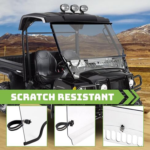 KUAFU Front Vented Windshield Scratch Resistant Compatible with 2004+ John Deere HPX 4x4 XUV 620i, 625i, 825i 850 855D in Saudi Arabia