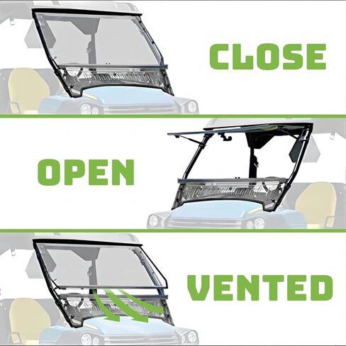 KUAFU Front Vented Windshield Scratch Resistant Compatible with 2004+ John Deere HPX 4x4 XUV 620i, 625i, 825i 850 855D in Saudi Arabia