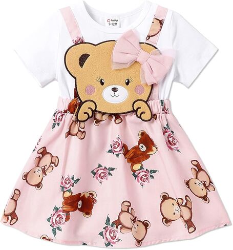 PATPAT Baby Girl Dress Newborn Infant Dress Toddler Girl's Suspender Dress with Bowknot in Saudi Arabia