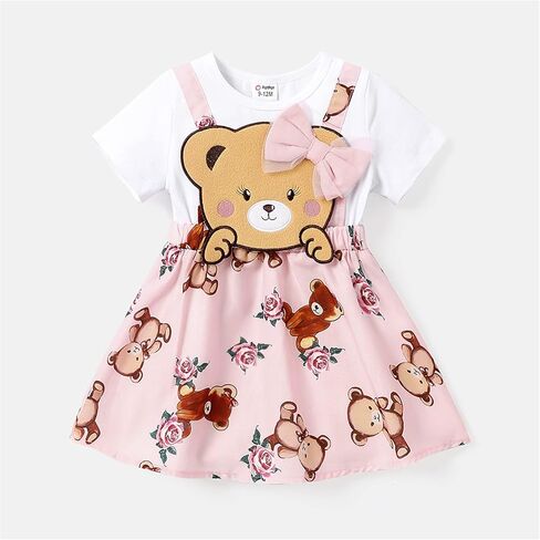 PATPAT Baby Girl Dress Newborn Infant Dress Toddler Girl's Suspender Dress with Bowknot in Saudi Arabia