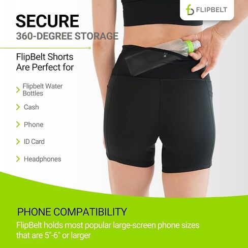 FlipBelt شورت نسائي Air Comp 5 بوصة - أسود - S in Kuwait