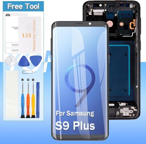 Screen Replacement for Samsung Galaxy S9 Plus G965F G965U G965W G9650 G965N 6.2'' (OLED) LCD Display Touch Digitizer Assembly with Tools (Black with Frame) in Kuwait